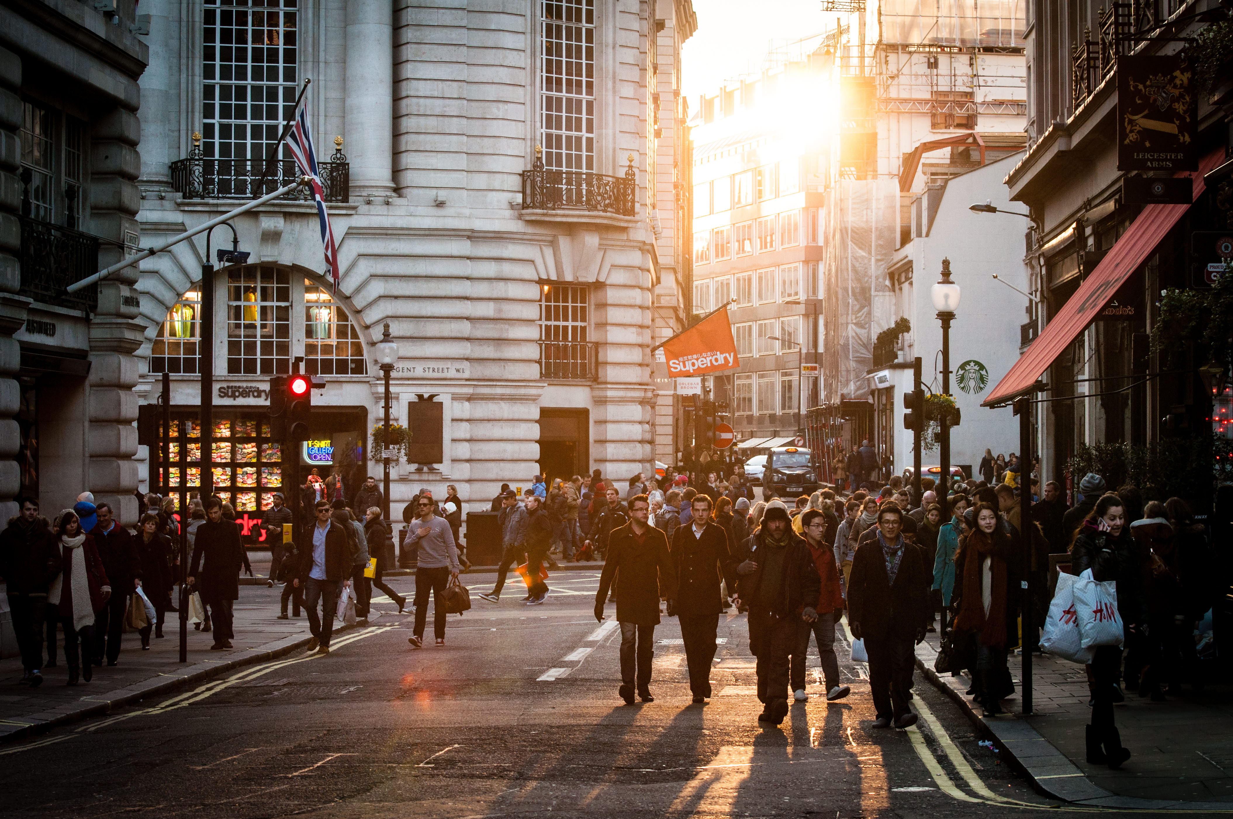 People walking along a road
